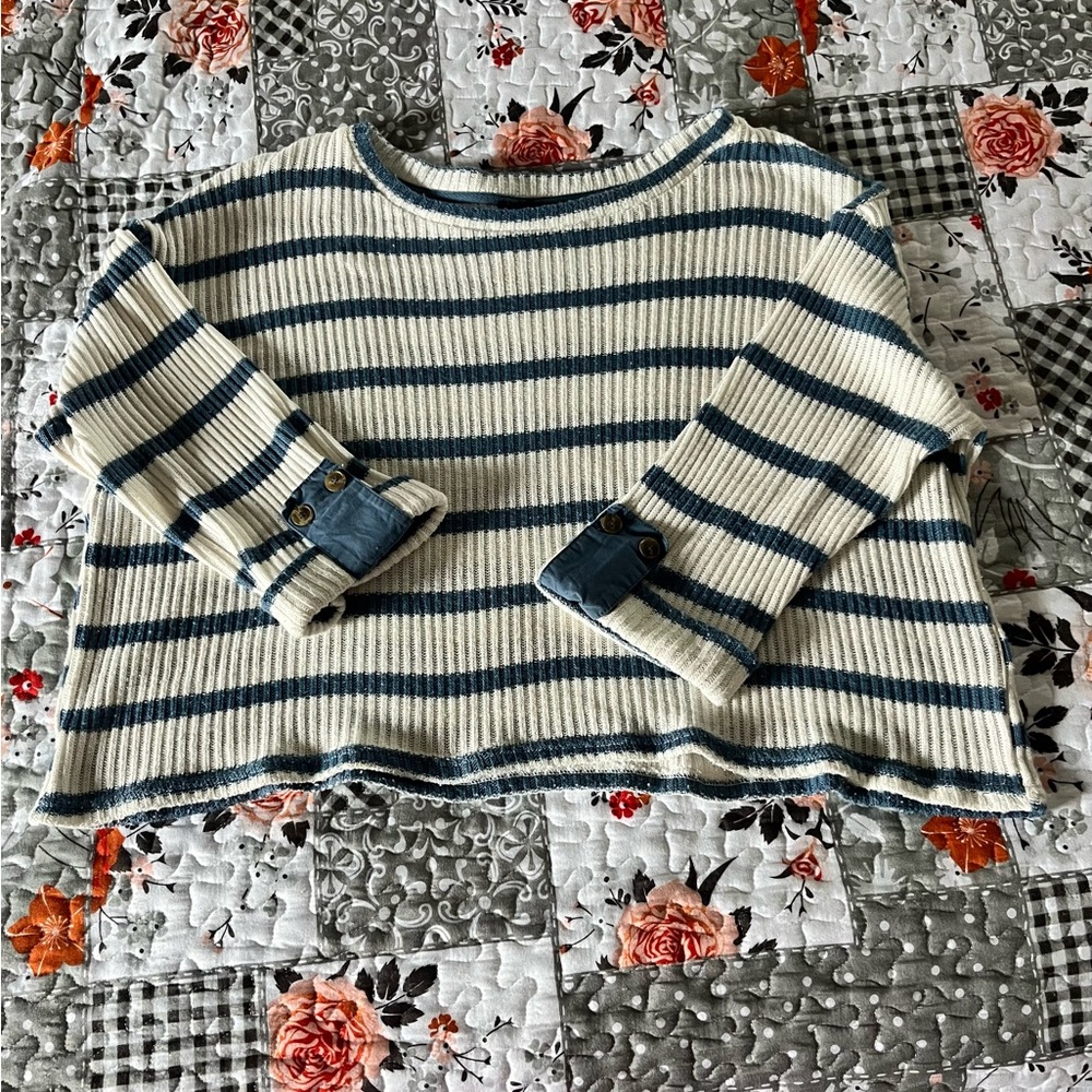 SALE blu pepper Striped Ribbed Top